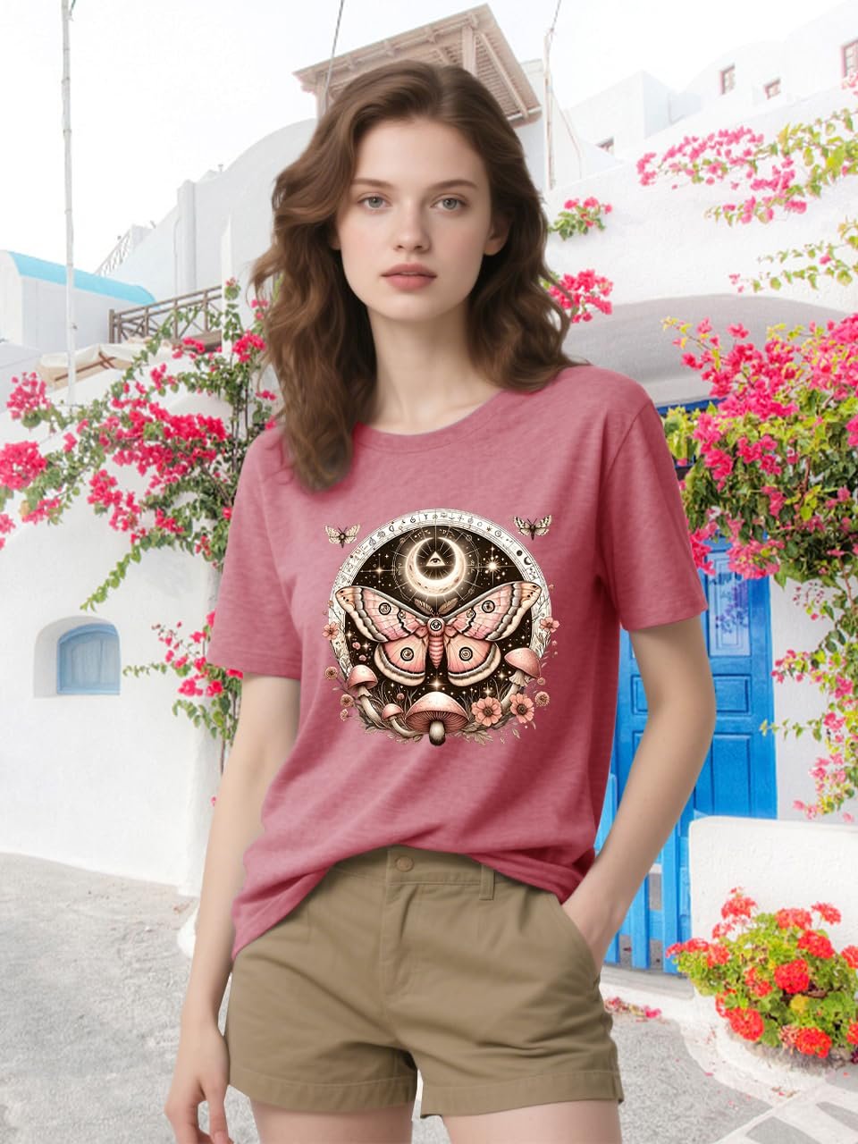 Women Vintage Moth T Shirts Mystical Moon Cottagecore Shirts Funny Witchy Graphic Tees Short Sleeve Tops - lunas-mystic-emporium.com Women Vintage Moth T Shirts Mystical Moon Cottagecore Shirts Funny Witchy Graphic Tees Short Sleeve Tops