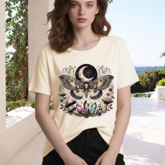 Women Vintage Moth T Shirts Mystical Moon Cottagecore Shirts Funny Witchy Graphic Tees Short Sleeve Tops - lunas-mystic-emporium.com Women Vintage Moth T Shirts Mystical Moon Cottagecore Shirts Funny Witchy Graphic Tees Short Sleeve Tops