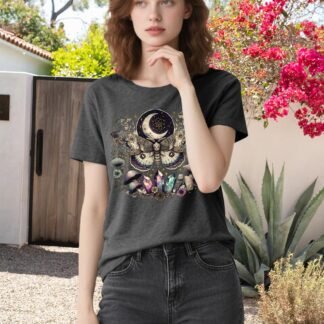 Women Vintage Moth T Shirts Mystical Moon Cottagecore Shirts Funny Witchy Graphic Tees Short Sleeve Tops