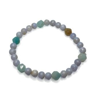 Women's Blue Lace Agate and Amazonite Beaded Stretch Bracelet