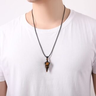 XIANNVXI Healing Crystal Stone Pointed Necklace Adjustable Black Rope Natural Gemstone Pendant Necklaces Jewelry for Men Women - lunas-mystic-emporium.com XIANNVXI Healing Crystal Stone Pointed Necklace Adjustable Black Rope Natural Gemstone Pendant Necklaces Jewelry for Men Women