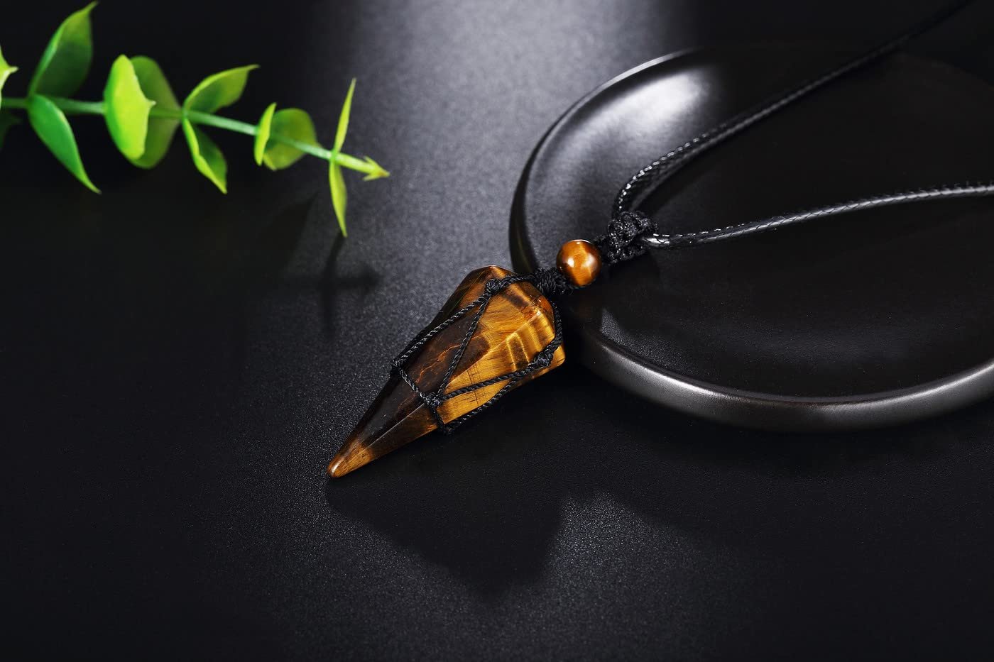 XIANNVXI Healing Crystal Stone Pointed Necklace Adjustable Black Rope Natural Gemstone Pendant Necklaces Jewelry for Men Women - lunas-mystic-emporium.com XIANNVXI Healing Crystal Stone Pointed Necklace Adjustable Black Rope Natural Gemstone Pendant Necklaces Jewelry for Men Women