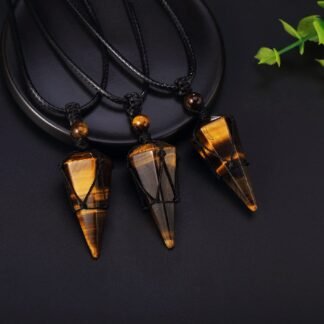 XIANNVXI Healing Crystal Stone Pointed Necklace Adjustable Black Rope Natural Gemstone Pendant Necklaces Jewelry for Men Women - lunas-mystic-emporium.com XIANNVXI Healing Crystal Stone Pointed Necklace Adjustable Black Rope Natural Gemstone Pendant Necklaces Jewelry for Men Women