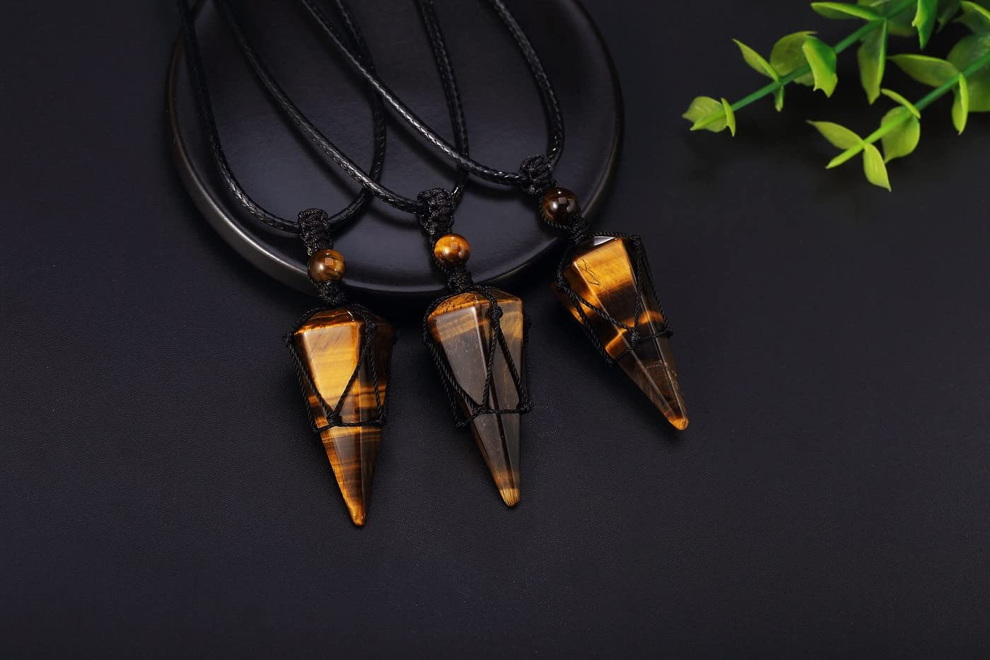 XIANNVXI Healing Crystal Stone Pointed Necklace Adjustable Black Rope Natural Gemstone Pendant Necklaces Jewelry for Men Women - lunas-mystic-emporium.com XIANNVXI Healing Crystal Stone Pointed Necklace Adjustable Black Rope Natural Gemstone Pendant Necklaces Jewelry for Men Women