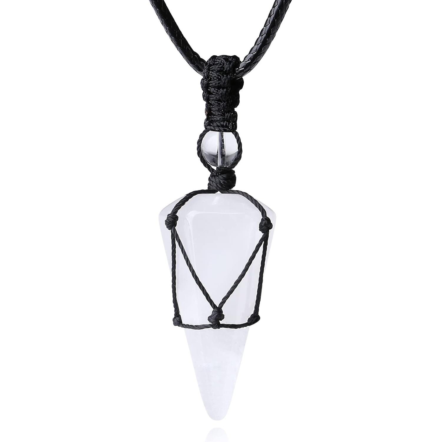 XIANNVXI Healing Crystal Stone Pointed Necklace Adjustable Black Rope Natural Gemstone Pendant Necklaces Jewelry for Men Women - lunas-mystic-emporium.com XIANNVXI Healing Crystal Stone Pointed Necklace Adjustable Black Rope Natural Gemstone Pendant Necklaces Jewelry for Men Women