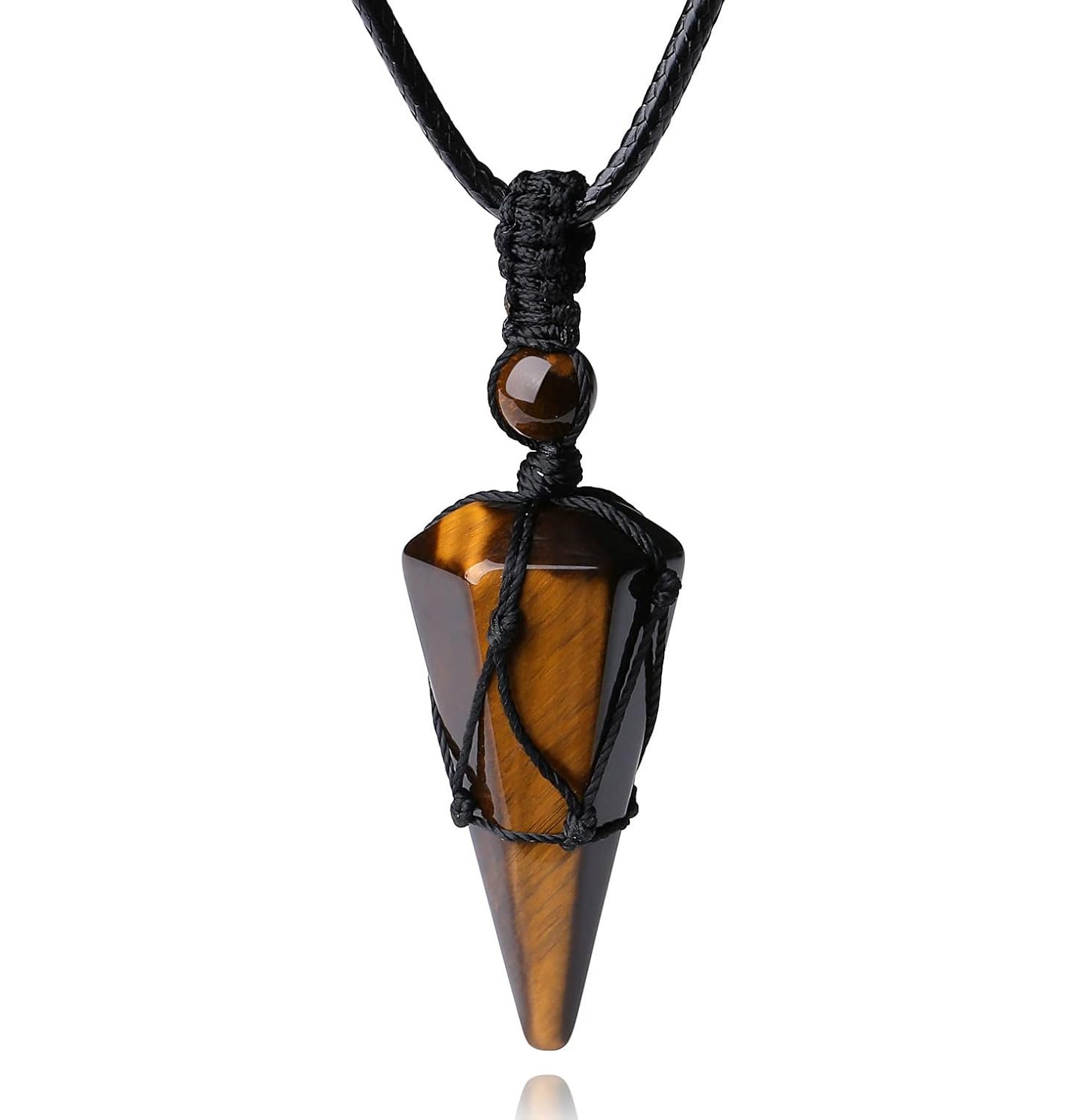 XIANNVXI Healing Crystal Stone Pointed Necklace Adjustable Black Rope Natural Gemstone Pendant Necklaces Jewelry for Men Women - lunas-mystic-emporium.com XIANNVXI Healing Crystal Stone Pointed Necklace Adjustable Black Rope Natural Gemstone Pendant Necklaces Jewelry for Men Women