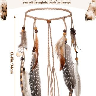 XunYee Feather Hippie Headband for Women - Indian Feather Hair Accessories for Costume Classic Style - lunas-mystic-emporium.com XunYee Feather Hippie Headband for Women - Indian Feather Hair Accessories for Costume (Classic Style)