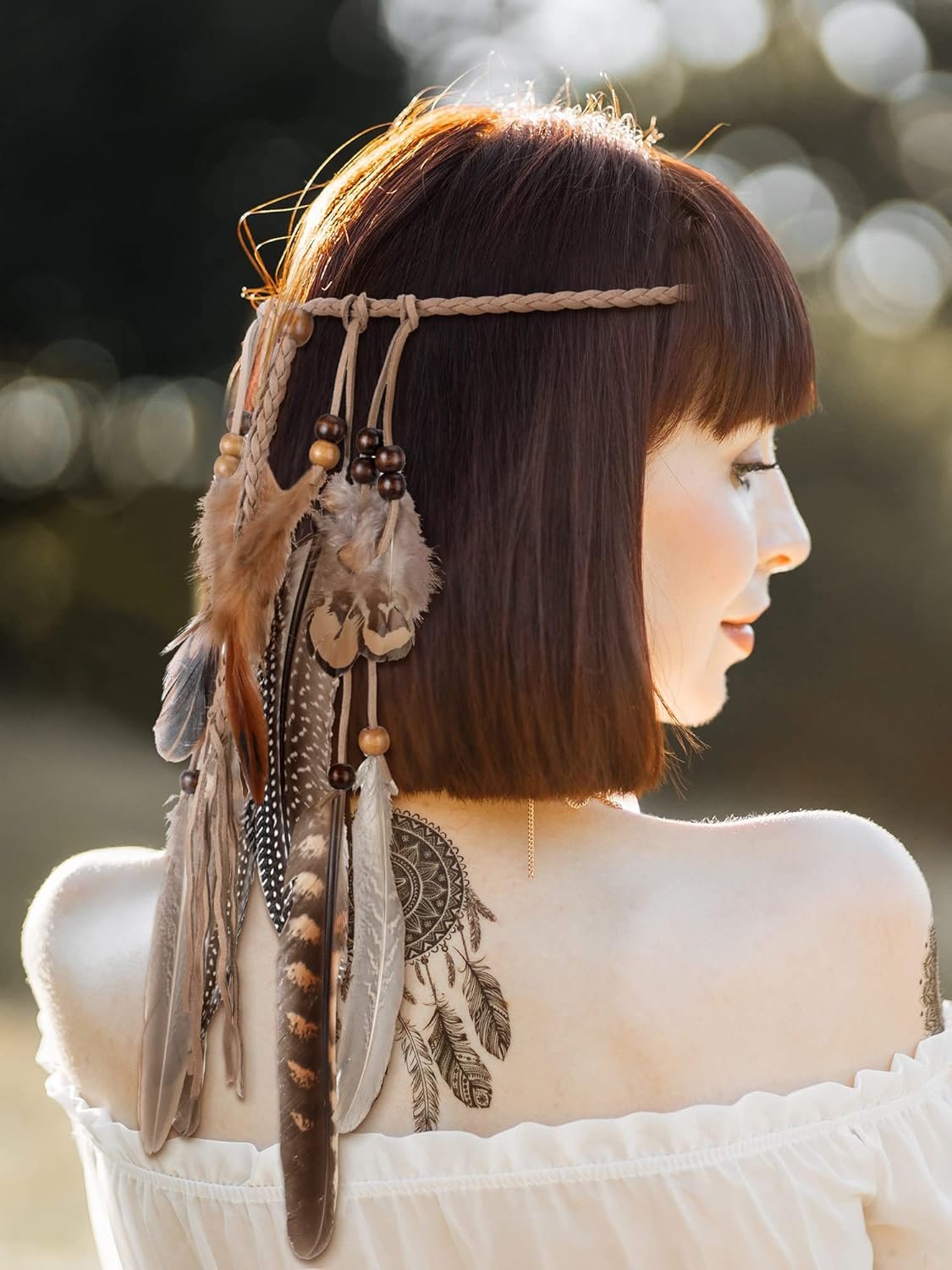 XunYee Feather Hippie Headband for Women - Indian Feather Hair Accessories for Costume Classic Style - lunas-mystic-emporium.com XunYee Feather Hippie Headband for Women - Indian Feather Hair Accessories for Costume (Classic Style)