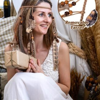XunYee Feather Hippie Headband for Women - Indian Feather Hair Accessories for Costume Classic Style - lunas-mystic-emporium.com XunYee Feather Hippie Headband for Women - Indian Feather Hair Accessories for Costume (Classic Style)