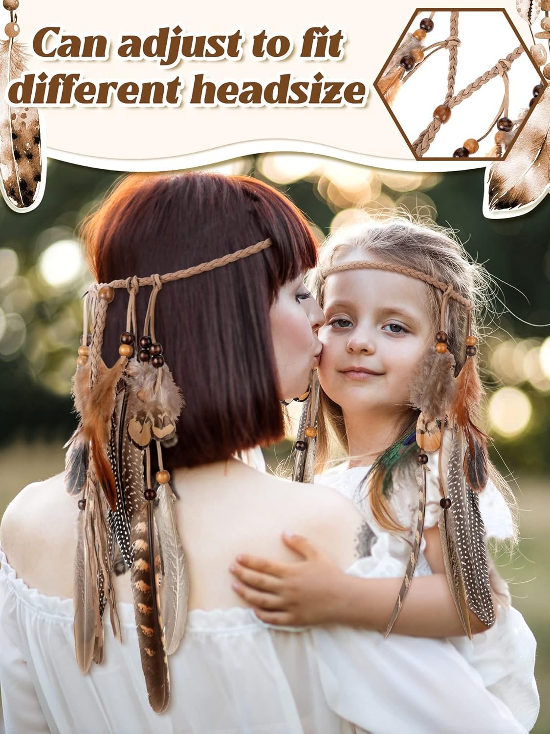 XunYee Feather Hippie Headband for Women - Indian Feather Hair Accessories for Costume Classic Style - lunas-mystic-emporium.com XunYee Feather Hippie Headband for Women - Indian Feather Hair Accessories for Costume (Classic Style)