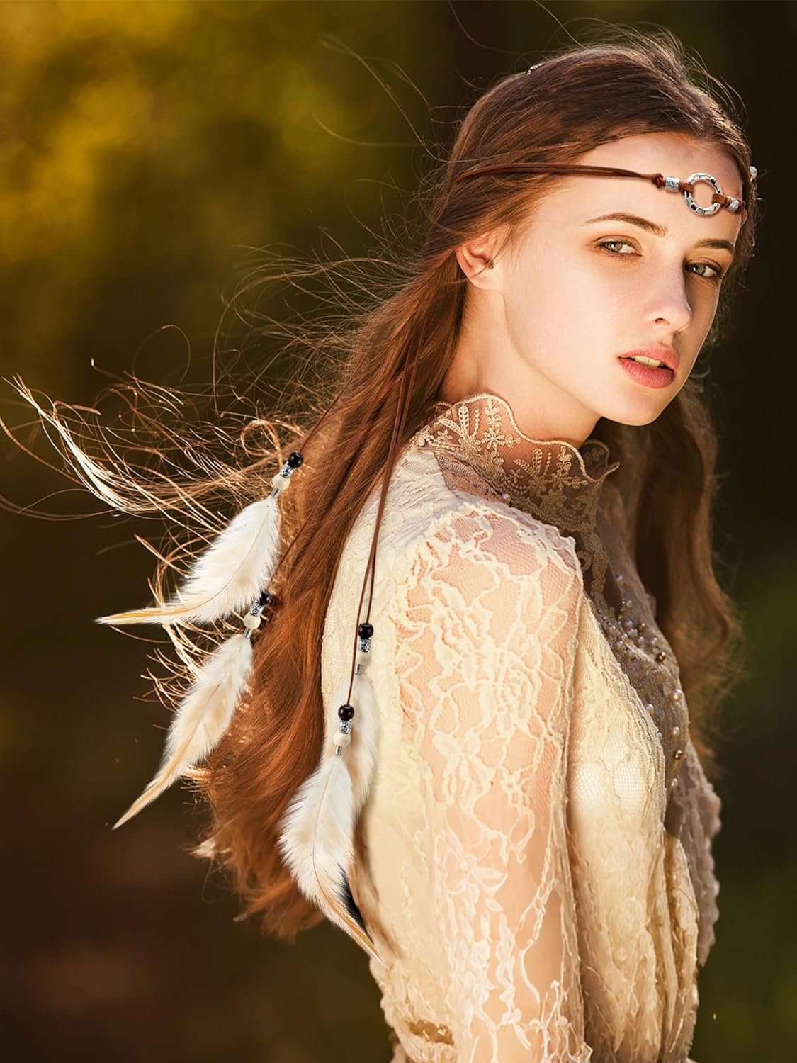 XunYee Feather Hippie Headband for Women - Indian Feather Hair Accessories for Costume Classic Style - lunas-mystic-emporium.com XunYee Feather Hippie Headband for Women - Indian Feather Hair Accessories for Costume (Classic Style)