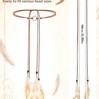 XunYee Feather Hippie Headband for Women - Indian Feather Hair Accessories for Costume Classic Style - lunas-mystic-emporium.com XunYee Feather Hippie Headband for Women - Indian Feather Hair Accessories for Costume (Classic Style)