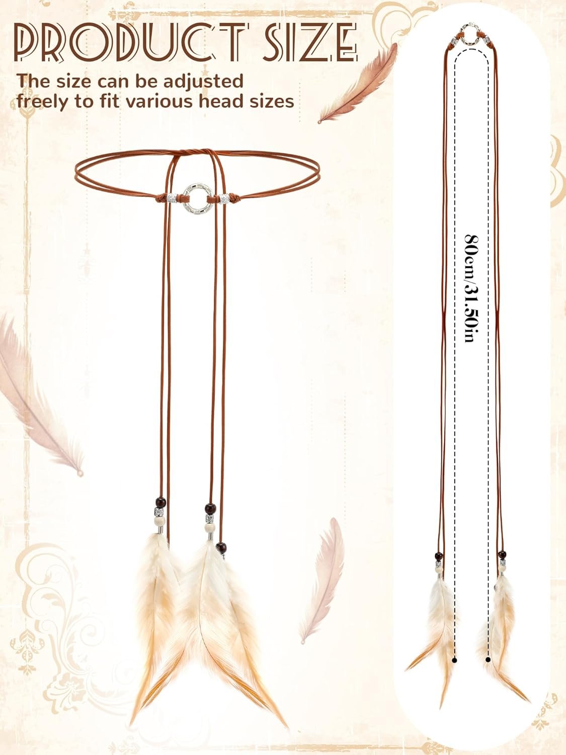 XunYee Feather Hippie Headband for Women - Indian Feather Hair Accessories for Costume Classic Style - lunas-mystic-emporium.com XunYee Feather Hippie Headband for Women - Indian Feather Hair Accessories for Costume (Classic Style)