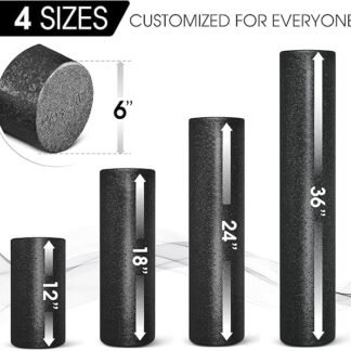 Yes4All High-Density Foam Roller for Back Pain Relief, Yoga, Exercise, Physical Therapy, Muscle Deep Tissue Massage 12-18-24-36 - Black - 18 Inches