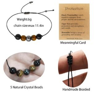 yfstyle Crystal Healing Stones Bracelets for Women & Men - Amethyst Anxiety Protection Bracelets - Natural Gemstones Jewelry Gifts