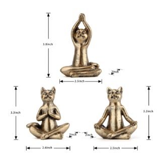 Yoga Cat Statues for Home Decor Accents,Yoga Pose Figurine for Zen Spiritual Bedroom Living Room Office Table Desk Modern Boho Decoration,Meditation Shelf Decor Accents Antique...
