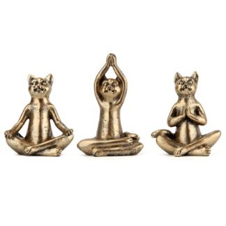 Yoga Cat Statues for Home Decor Accents,Yoga Pose Figurine for Zen Spiritual Bedroom Living Room Office Table Desk Modern Boho Decoration,Meditation Shelf Decor Accents Antique...