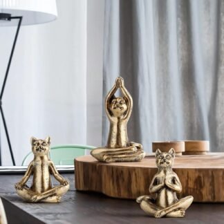 Yoga Cat Statues for Home Decor Accents,Yoga Pose Figurine for Zen Spiritual Bedroom Living Room Office Table Desk Modern Boho Decoration,Meditation Shelf Decor Accents Antique...