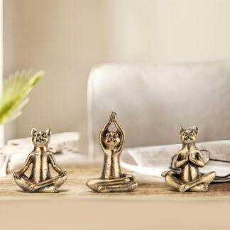 Yoga Cat Statues for Home Decor Accents,Yoga Pose Figurine for Zen Spiritual Bedroom Living Room Office Table Desk Modern Boho Decoration,Meditation Shelf Decor Accents Antique...
