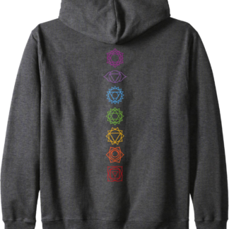 Yogi Back Print Chakras Aligned Yoga Lover Zip Hoodie - lunas-mystic-emporium.com Yogi Back Print Chakras Aligned Yoga Lover Zip Hoodie
