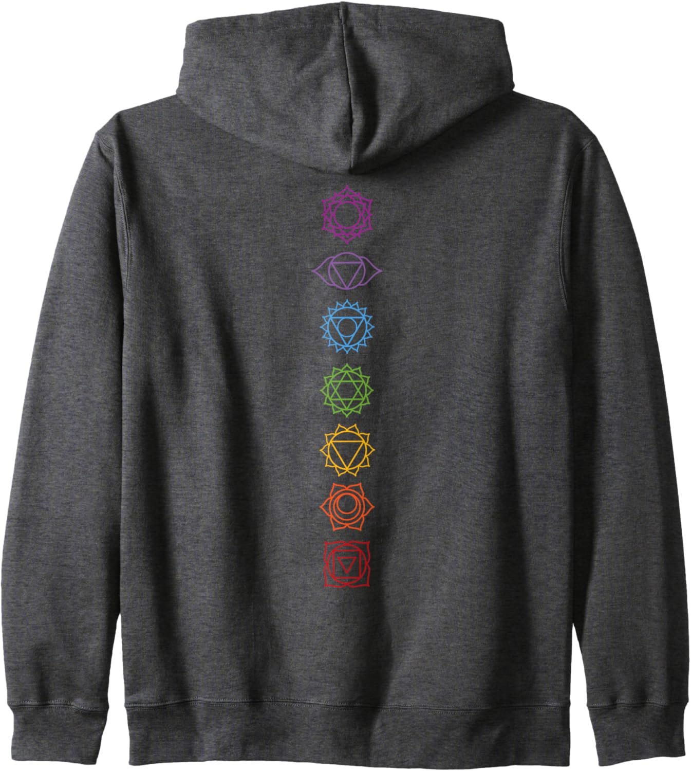 Yogi Back Print Chakras Aligned Yoga Lover Zip Hoodie - lunas-mystic-emporium.com Yogi Back Print Chakras Aligned Yoga Lover Zip Hoodie