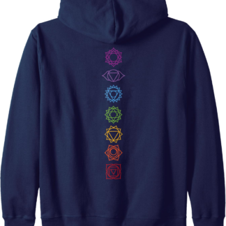 Yogi Back Print Chakras Aligned Yoga Lover Zip Hoodie - lunas-mystic-emporium.com Yogi Back Print Chakras Aligned Yoga Lover Zip Hoodie