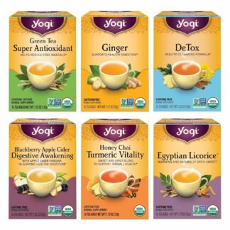 Yogi Digestion & DeTox Sampler Pack (6 Pack) - Wellness Support - Herbal & Green Tea - 96 Tea Bags