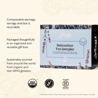 Yogi Relaxation Sampler Box (32 Tea Bags) - 8 Favorite Herbal Teas - Organic & Caffeine Free