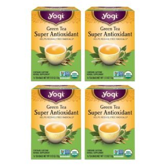 Yogi Tea Green Tea Super Antioxidant - 16 Bags per Pack (4 Packs) - Organic Antioxidant Support - Includes Licorice Root, Jasmine & More