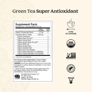 Yogi Tea Green Tea Super Antioxidant Tea - 16 Tea Bags per Pack (6 Packs) - Organic Green Tea for Antioxidant Support - Includes Green Tea Leaf, Licorice Root, Jasmine Green Tea...