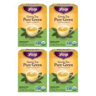 Yogi Tea Pure Green Tea - 16 Bags per Pack (4 Packs) - Organic - Supports Overall Health & Provides Antioxidants