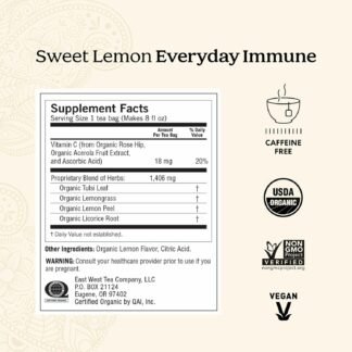 Yogi Tea Sweet Lemon Everyday Immune - 16 Bags per Pack (4 Packs) - Daily Immune Support Tea - Delicious Lemon Tea Bags - Includes Tulsi, Lemongrass, Rose Hip, Lemon Peel & More