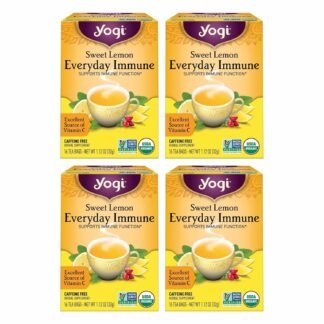 Yogi Tea Sweet Lemon Everyday Immune - 16 Bags per Pack (4 Packs) - Daily Immune Support Tea - Delicious Lemon Tea Bags - Includes Tulsi, Lemongrass, Rose Hip, Lemon Peel & More