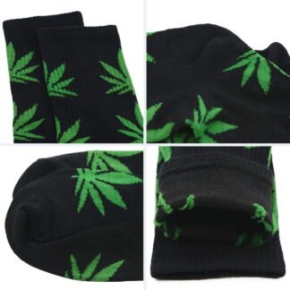Zando Marijuana Weed Leaf Unisex Printed Cotton Colorful Sports Comfort High Crew Socks Athletic socks