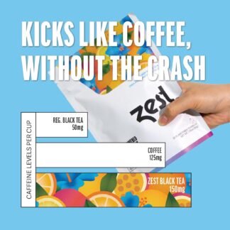 Zest Energy Tea Bags – Blue Lady Passion Fruit Black Tea – High Caffeine Tea for Morning Energy, Focus & Clarity – Natural Caffeinated Tea with 150mg Caffeine – 20Ct Pack –...