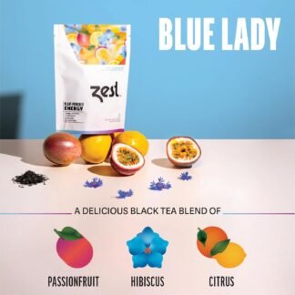 Zest Energy Tea Bags – Blue Lady Passion Fruit Black Tea – High Caffeine Tea for Morning Energy, Focus & Clarity – Natural Caffeinated Tea with 150mg Caffeine – 20Ct Pack –...