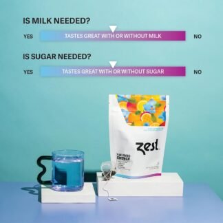 Zest Energy Tea Bags – Blue Lady Passion Fruit Black Tea – High Caffeine Tea for Morning Energy, Focus & Clarity – Natural Caffeinated Tea with 150mg Caffeine – 20Ct Pack –...