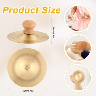 1 Pair 2.76 Inch Finger Cymbals with Wooden Handles, Mini Small Hand Cymbals Portable Small Practice Cymbals Copper Zills Finger Cymbals for Dance Music Drum Performance Party...