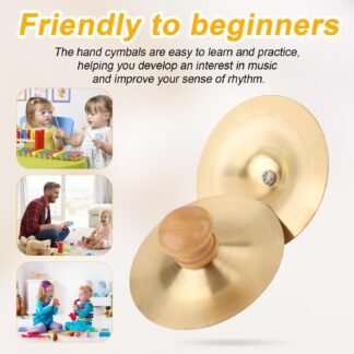 1 Pair 2.76 Inch Finger Cymbals with Wooden Handles, Mini Small Hand Cymbals Portable Small Practice Cymbals Copper Zills Finger Cymbals for Dance Music Drum Performance Party...