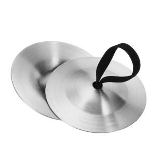1 Pair Finger Cymbals, Mini Belly Dancing Finger with Zills Brass Hand Cymbals, Single Hand Finger Musical Instrument for Dancer Party (Silver)