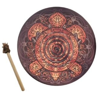 10 Inch Turtle Shaman Drum, Tree of Life Decoration Design Hand Drum With Drum Stick, Moon Drum For Spiritual Music, Reflection(Turtle)