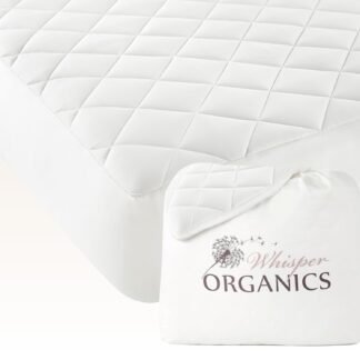 100% Cotton Organic Mattress Pad - Luxury Quilted Mattress Topper Protector Plush & Breathable Machine Washable Design - Fairtrade & GOTS Certified Premium 400GSM Thick with...