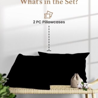 1000 TC Black Standard Pillowcases Set of 4 100% Egyptian Cotton Pillow Cases with Long Staple Cotton & Sateen Weave, Silky Soft Hotel - Like Bed Pillow Covers for Comfy...