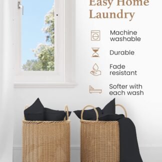 1000 TC Black Standard Pillowcases Set of 4 100% Egyptian Cotton Pillow Cases with Long Staple Cotton & Sateen Weave, Silky Soft Hotel - Like Bed Pillow Covers for Comfy...