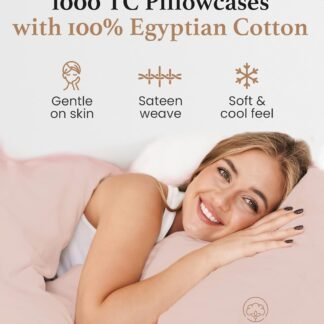 1000 TC Blush Standard Pillowcases Set of 4 100% Egyptian Cotton Pillow Cases with Long Staple Cotton & Sateen Weave, Silky Soft Hotel - Like Bed Pillow Covers for Comfy...