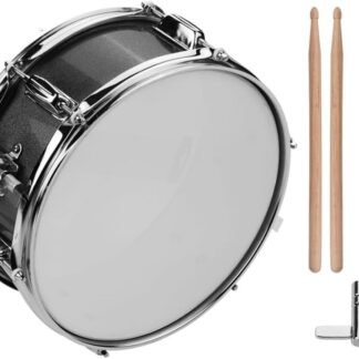 12inch Snare Drum with Drumsticks Shoulder Strap Drum Key, Percussion Instrument for Students Beginners, Portable Marching Snare Drum Set (Black)