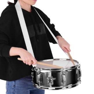12inch Snare Drum with Drumsticks Shoulder Strap Drum Key, Percussion Instrument for Students Beginners, Portable Marching Snare Drum Set (Black)