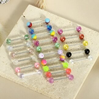 14G Surgical Steel Tongue Rings for Women Men Acrylic Clear Tongue Piercing Jewelry Teaser Slave Ring Skull/Flower/Silicone Soft Spike Ball/CZ/Door Knocker/Pill Tongue Barbell...