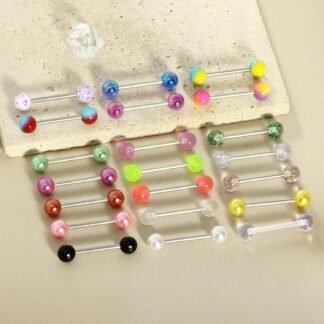 14G Surgical Steel Tongue Rings for Women Men Acrylic Clear Tongue Piercing Jewelry Teaser Slave Ring Skull/Flower/Silicone Soft Spike Ball/CZ/Door Knocker/Pill Tongue Barbell...