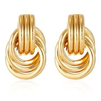 14K Gold Plated Knot Earrings for Women Gold Silver Earrings Heart Link Drop Dangle Earring Chunky Golden Knotted Statement Jewelry